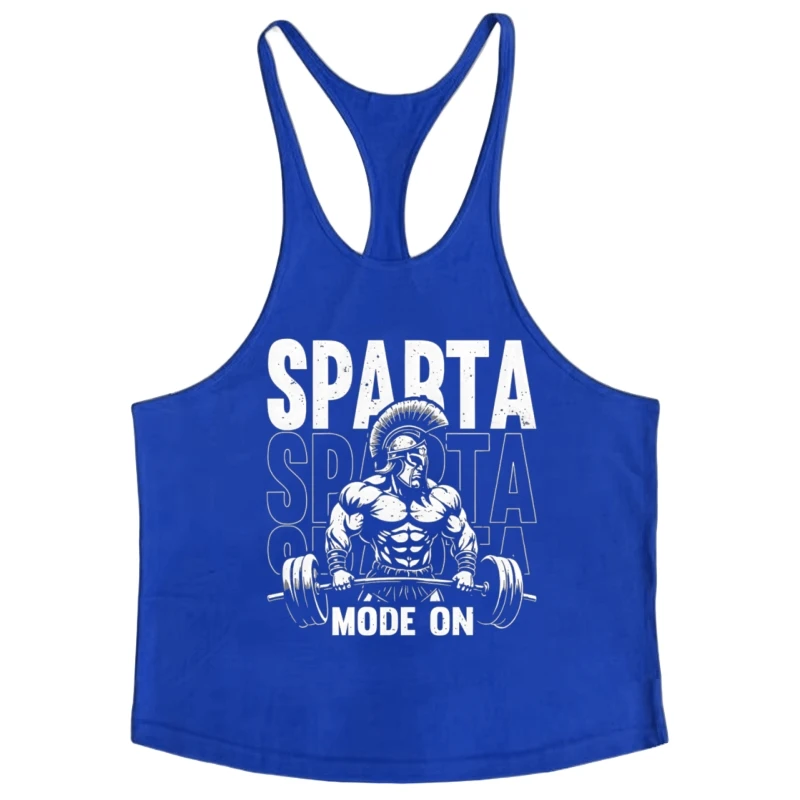 سترة رياضية للرجال بدون أكمام للتمرين، قميص رياضي من القطن على شكل حرف Y لدعم العضلات لكمال الأجسام وتدريبات القوة #2