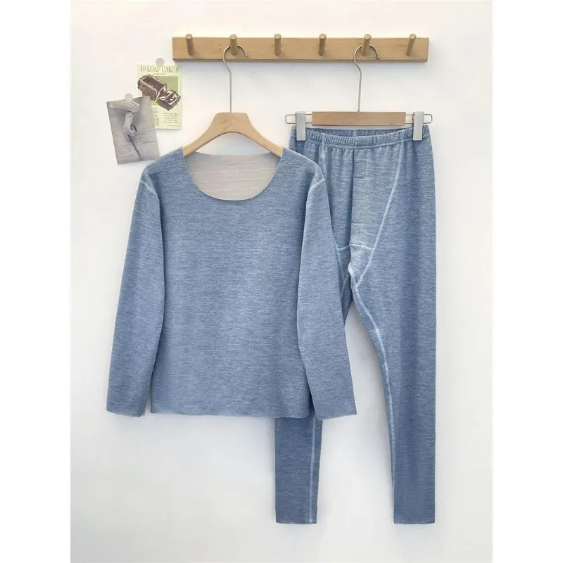 

German Velvet Seamless Thermal Underwear Men's,Velvet Long Johns Set,Thickened Double-layer Bottoming Top,Long Pants 2-piece Set