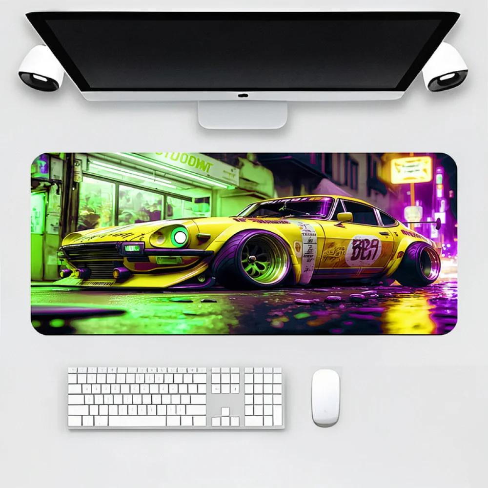 Large Mouse Pad Cyberpunk Aesthetic Desk Mat Non Slip Natural Rubber Base Extended Keyboard Pad Durable Work Pad