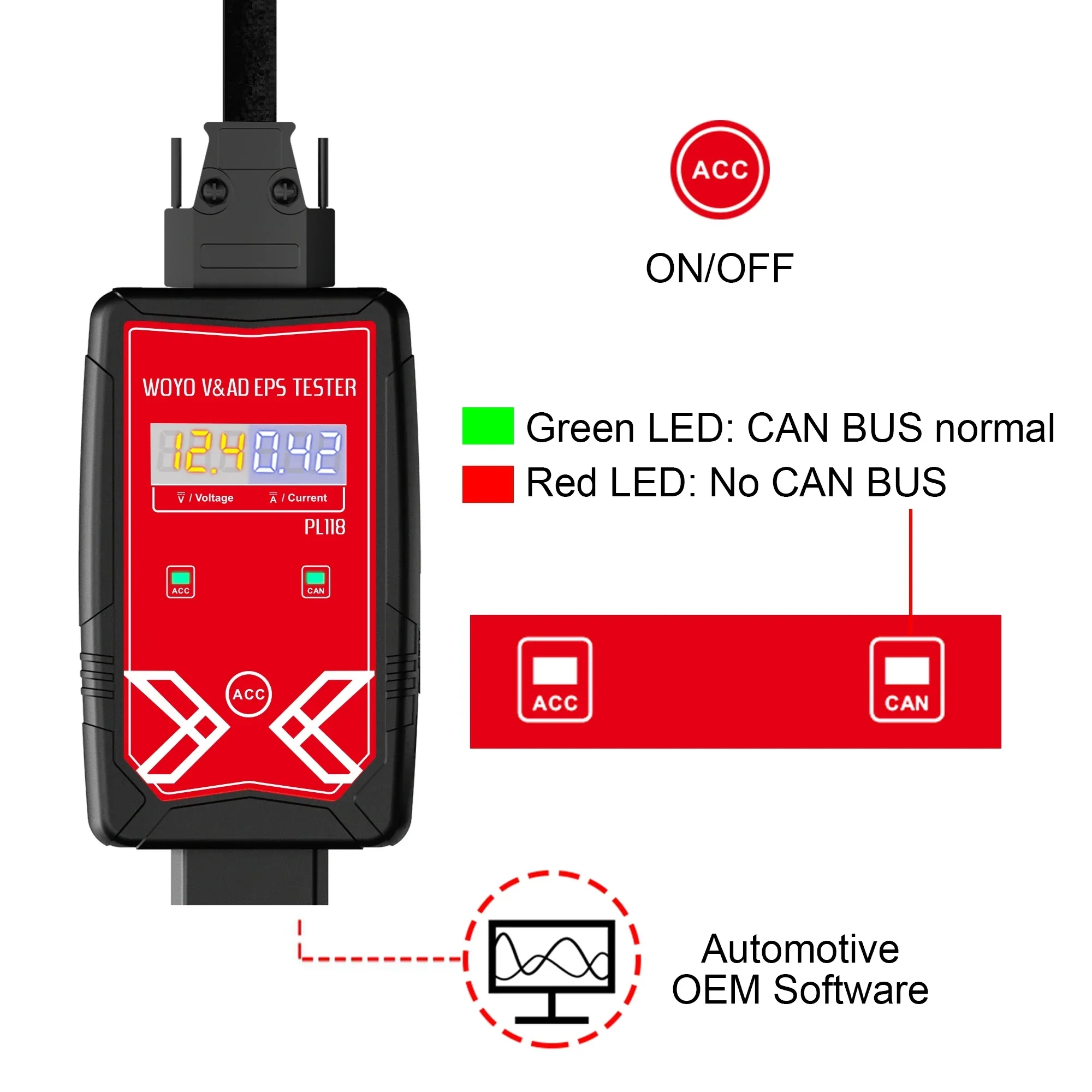 YAO WOYO PL118 For VW &  EPS Tester, For  ID 3/4/5/6/Golf Electrical Steering Wheel Motor Detector