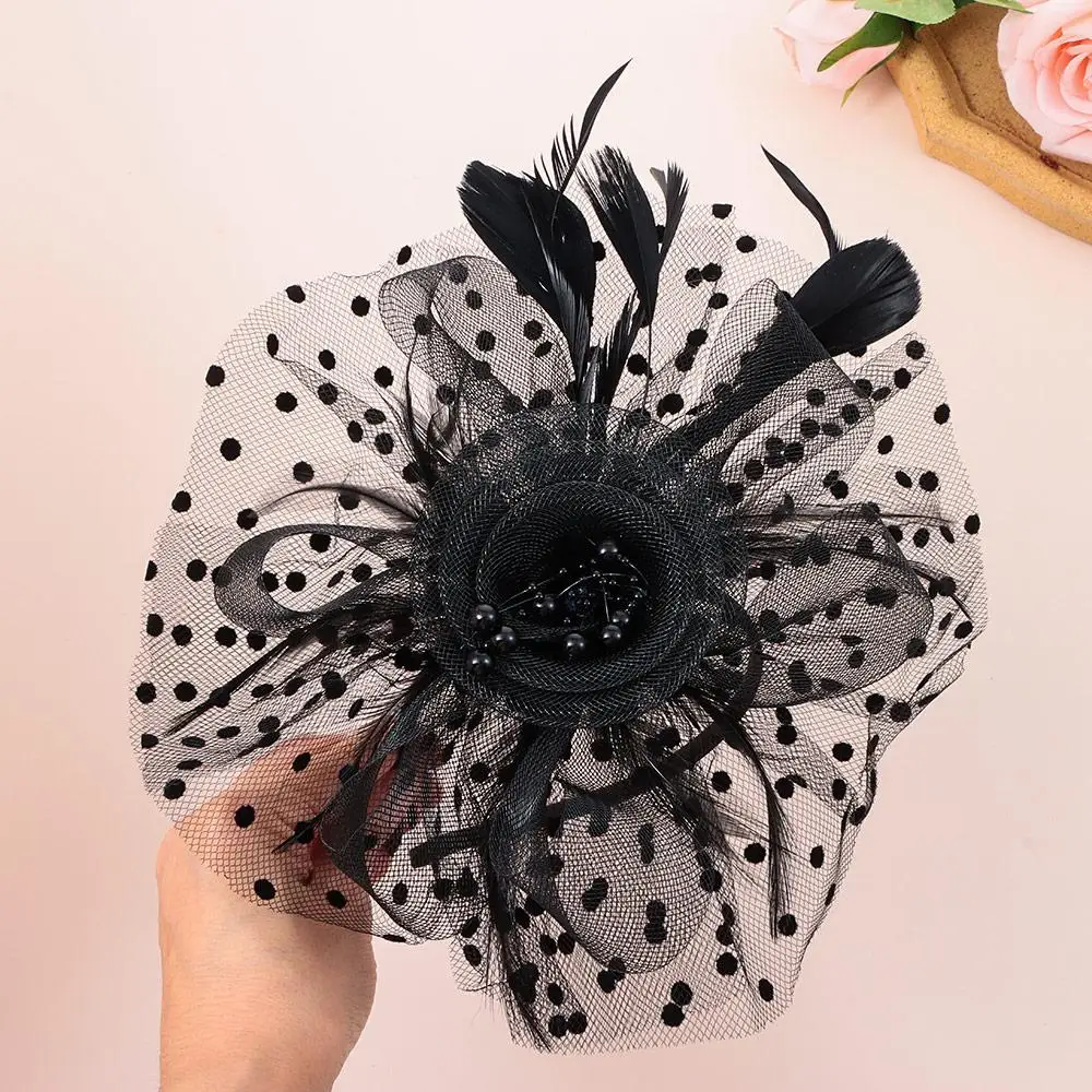 Fascinator Hat for Women Tea Party Headband Wedding Hair Clip Cocktail Party Mesh Flower Feathers Hair Clip Stylish Women Girls