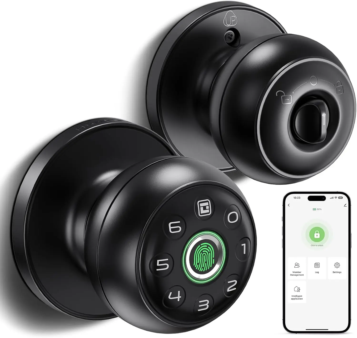 

Smart Fingerprint Door Lock with App Control, Keypad & Backup Keys for Home Security