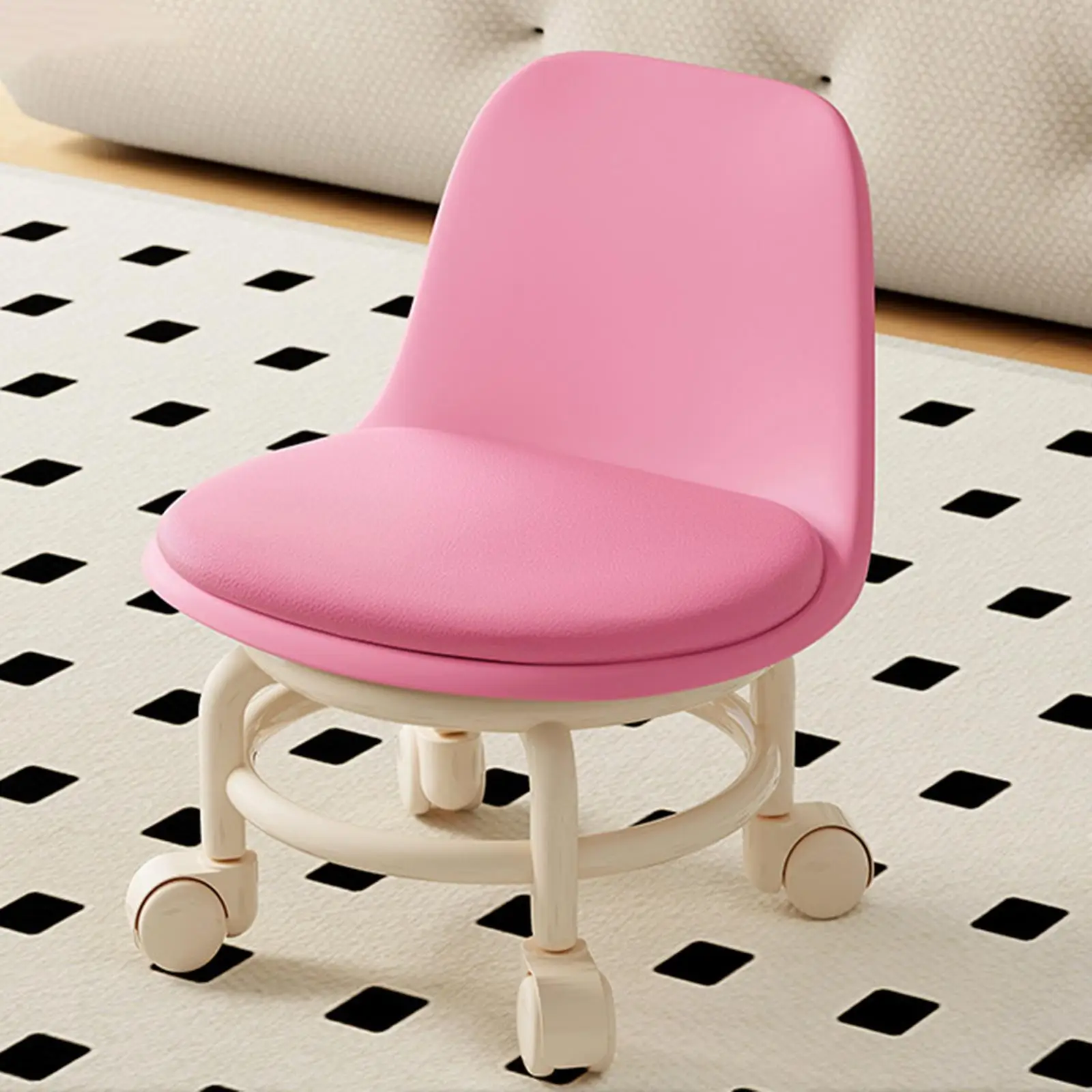 

Low Stool Low Roller Stool Waterproof Mini 360° Rotating with Wheels Roller Seat for Living Room Salon Garage