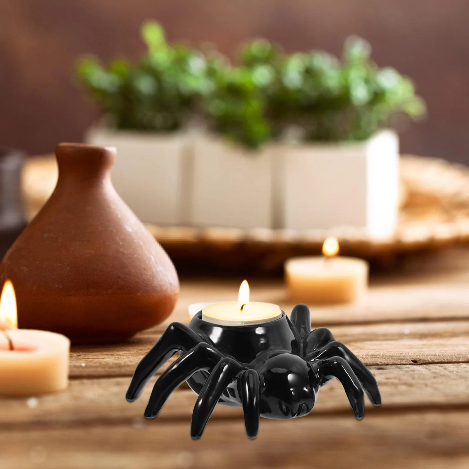 

Ceramic Halloween Holder Spooky Table Centerpiece Lightweight Tealight Holder Home Decor Dining Room Accent