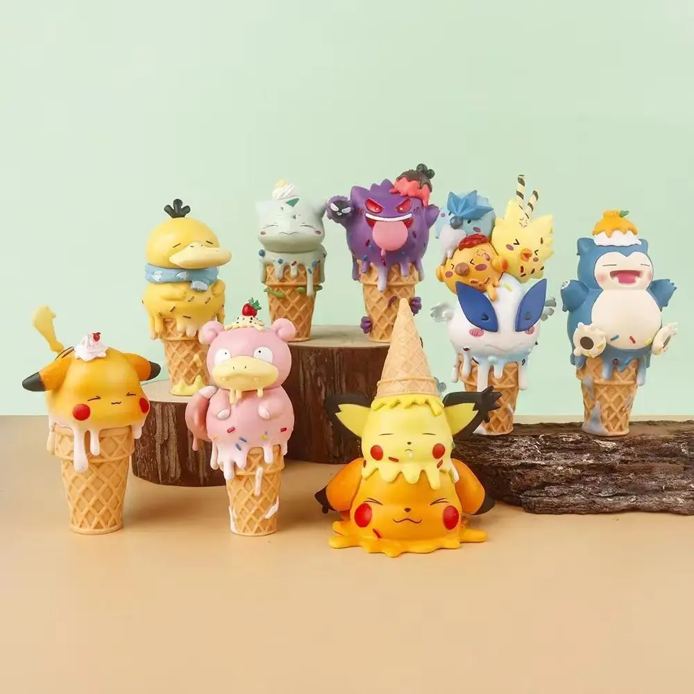 

Pokemon Ice Cream Cone Blind Box Figurine Set 8 Styles Pikachu Psyduck Bulbasaur Doll Ornament Birthday Gift Toy Collectible