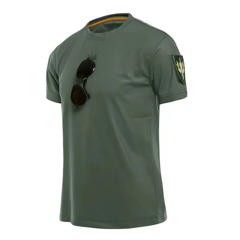 

Men Summer Quick Dry Cotton Tees Solid Basic Tshirts Male Fit Tee Boy Plus Size 4 Colors O neck Hiking Camping Running Cycling