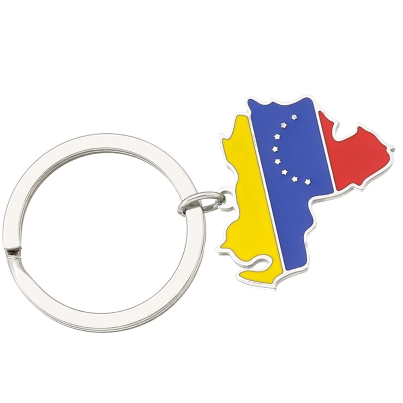 ZB91 Venezuela Map Keychain Stainless Steel Venezuelan Flag Keychain Venezuelan Culture Souvenir Perfect Gift for Men Women