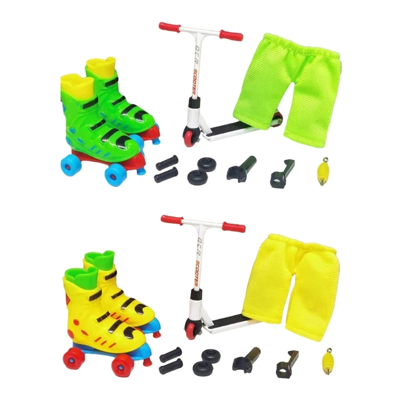 

W3JF Mini Finger Roller Skates Finger Scooter Mini Shorts Set Interactive Finger Toy Novelty Activity Finger Toy for Kids