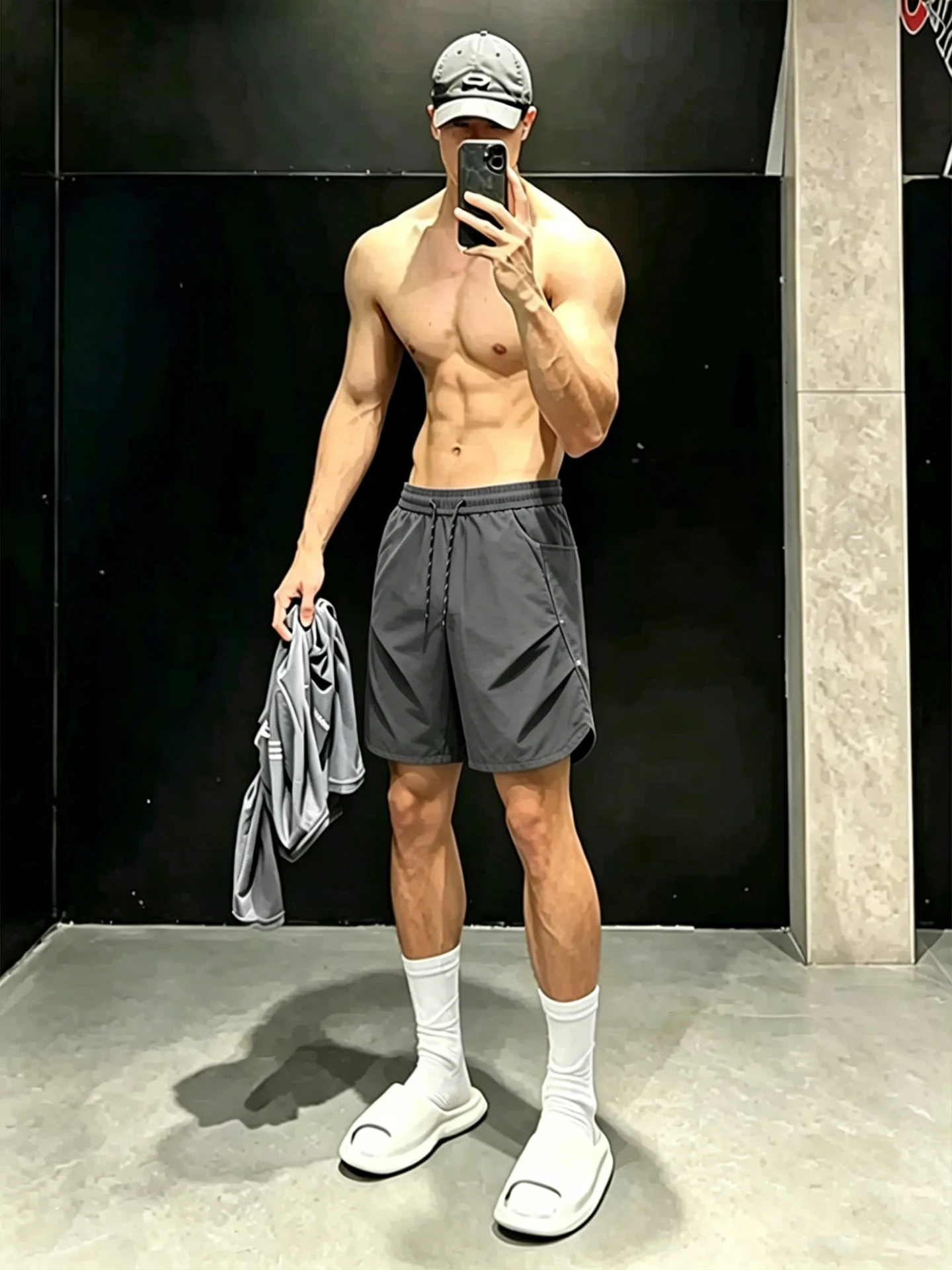 Grey Ice Silk Quick Dry Shorts Men's Summer American Fitness Training Five-Quarter Casual Sport Running Basketball Shorts