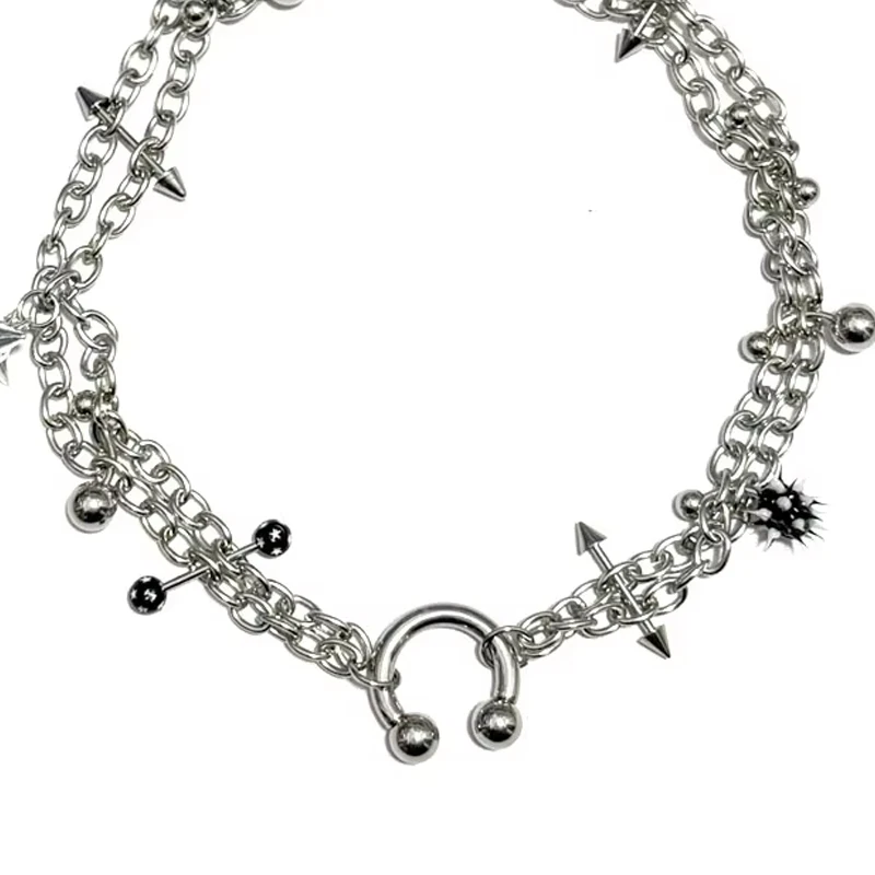 Y2K Jewelry Star Chain Rivet Pendant Necklace for Women Punk