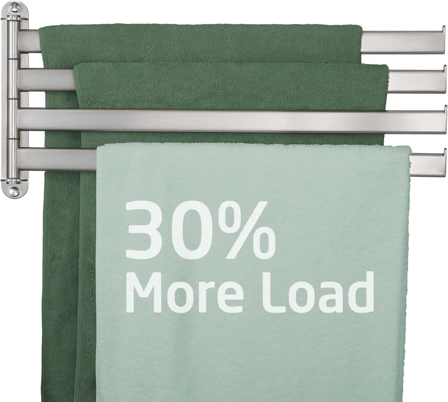 

19.5" Swivel Towel Rack with 4 Arms, 180-Degree Rotation, Stainless Steel Wall-Mounted for Space Saving