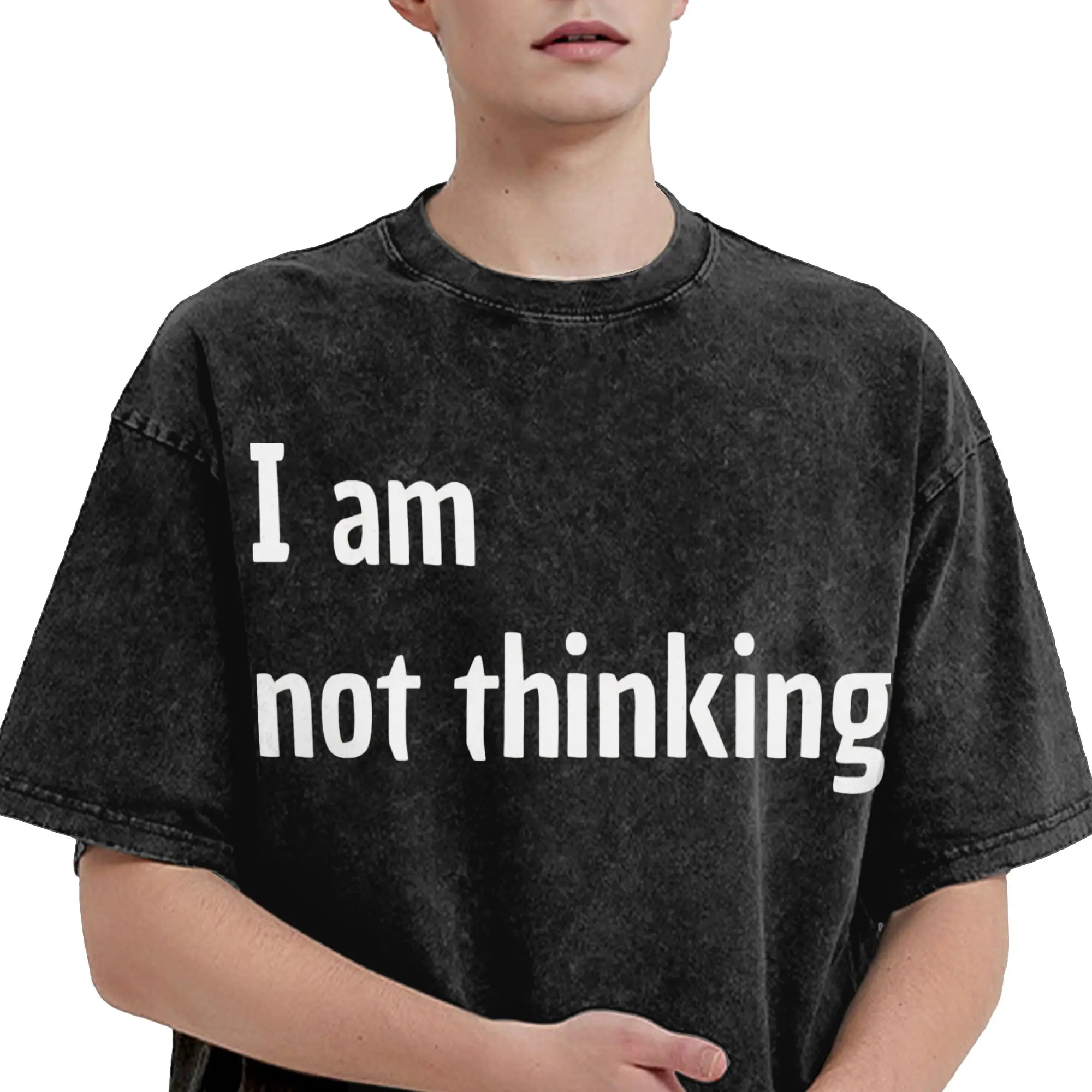 I Am Thinking Fun Design  Outfit Washed T Shirt for Men Women Streetwear Hip Hop T-Shirt Printed  Tees Tops 100% Cotton
