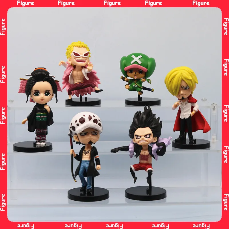 

6pcs/set Anime Cartoon Q Version Luffy Sanji Chopper Toys Car Desktop Ornament Accessories PVC Model Kids Birthday Gifts