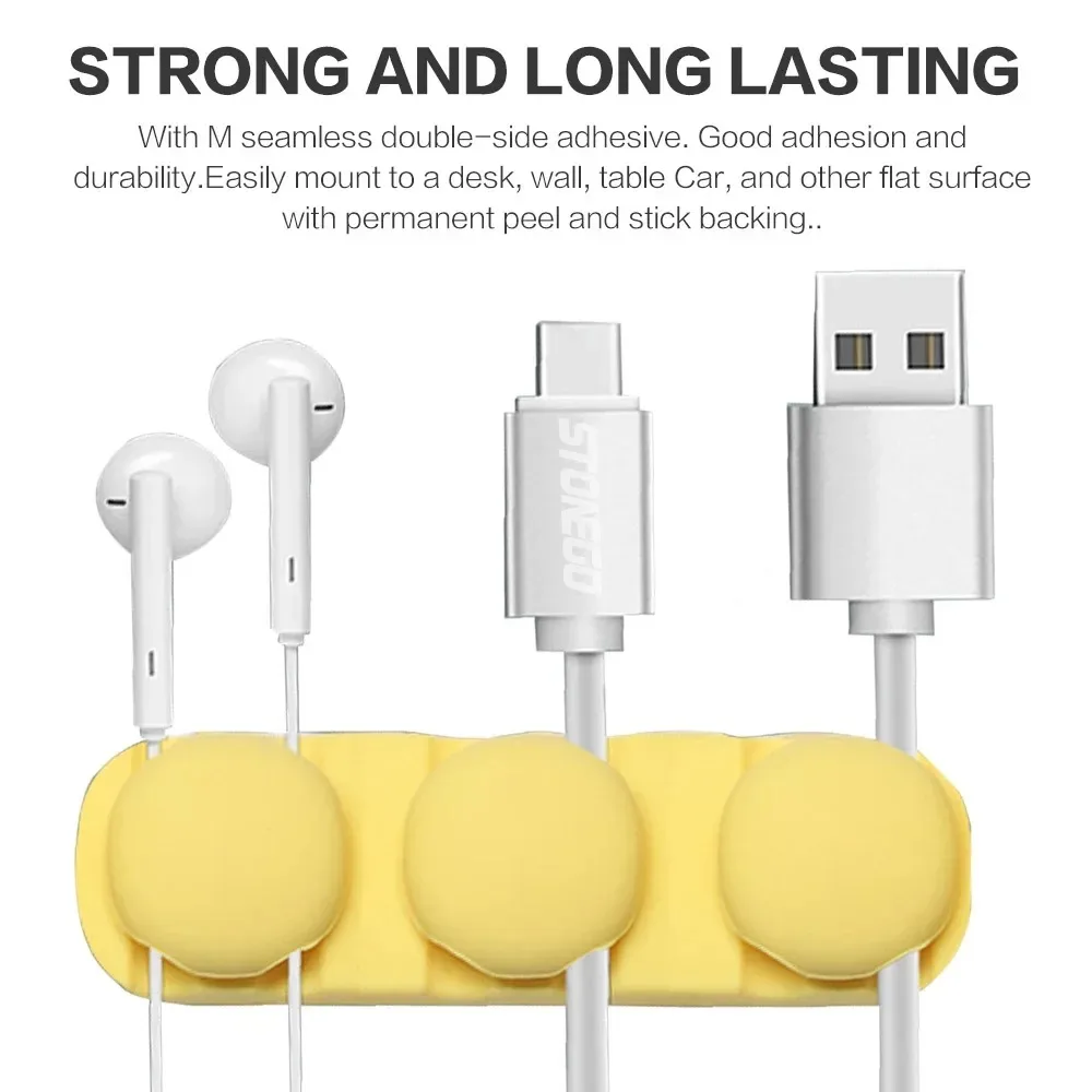 Silicone USB Cable Organizer - Flexible Self-Adhesive Cable Management with 4/6 Channels for Mouse, Earphones、Charging Cables