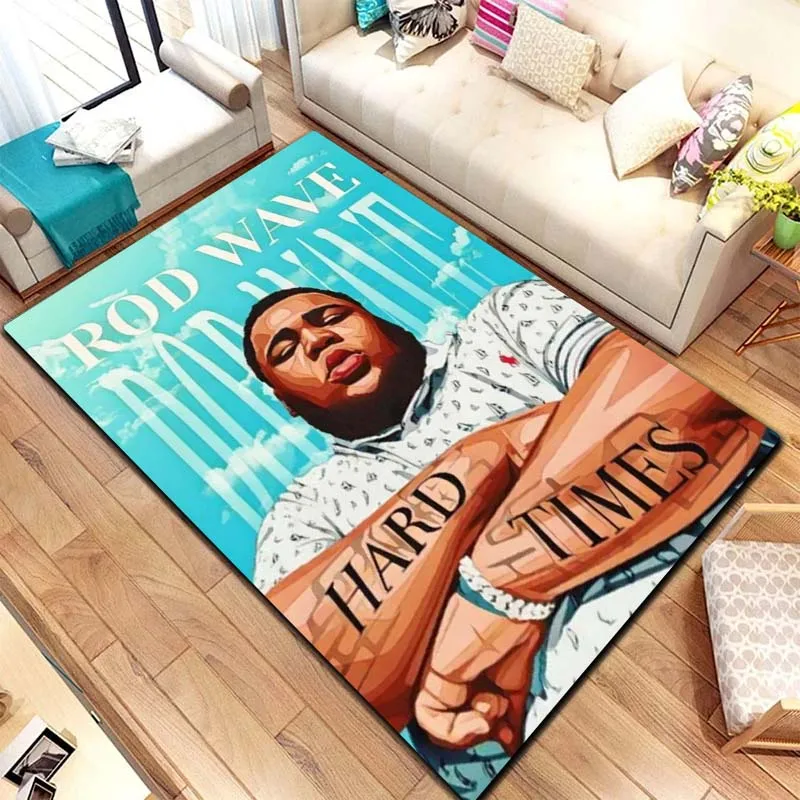 

HD Hip Hop Rapper Carpet Rod Wave Home Living Room Bedroom Decoration Flannel Comfortable Anti slip Area Corridor Carpet Gift