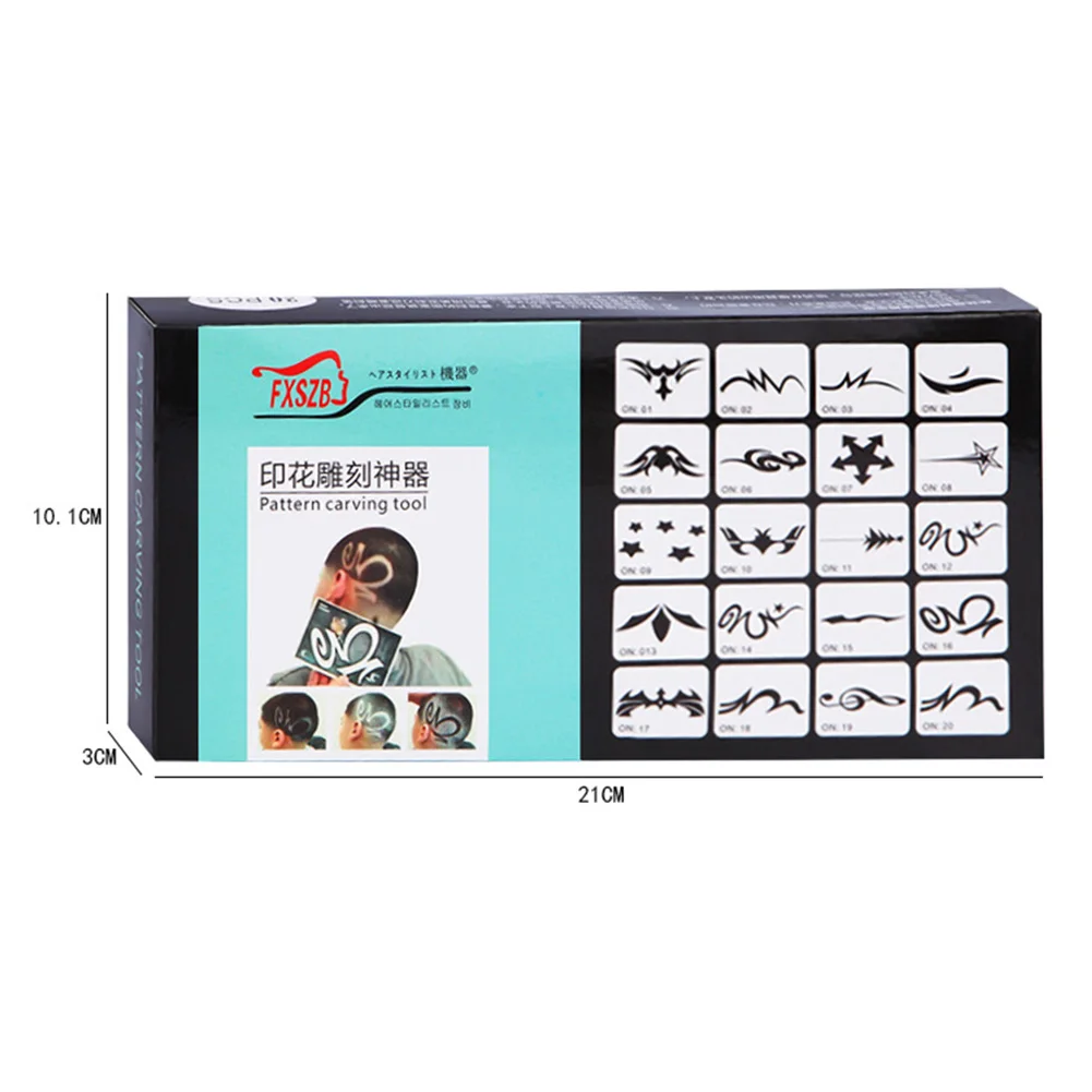 20x قالب وشم لتصفيف الشعر لصالونات الحلاقة DIY طقم استنسل لنموذج تصفيف الشعر