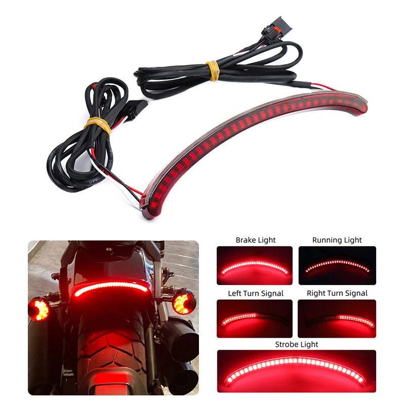 Motorcycle LED Rear Fender Tail Light Turn Signal Running Brake Taillight For Harley Softail Fat Bob FXFBS 114 FXFB 107 2018-Up Motorcycle LED Rear Fender Tail Light Turn Signal Running Brake Taillight For Harley Softail Fat Bob FXFBS 114 FXFB 107 2018-Up