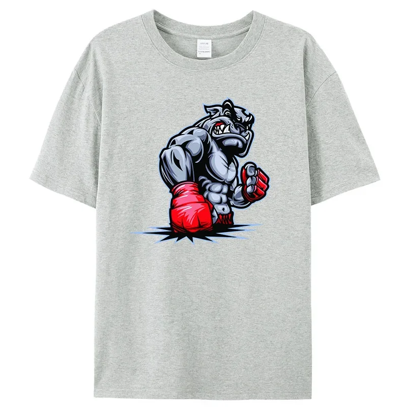 2024 Men\'s T-shirt Boxing Dog Printed Tops Cotton T-Shirts For Womens Fashion Casual Soft Short Sleeve Loose MenTees Comfortable