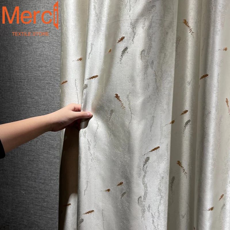 

High-end Gold Jacquard Curtains for Living Dining Room Bedroom Modern Luxury Blackout Embroidered Window Curtains Customized