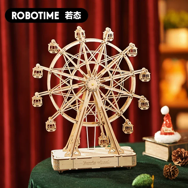 Décennie s de construction de grande roue, puzzle tridimensionnel, modèle d'assemblage en bois, jouet cadeau féminin, collection de décoration