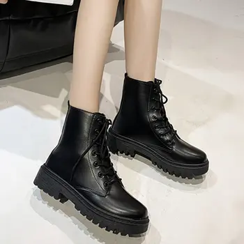 全新圓頭方跟交叉綁帶時尚女鞋休閒舒適加絨保暖短靴 10 最佳銷售 女士冬季靴 - №6