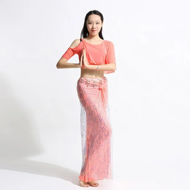 زي رقص شرقي للنساء ، بلوزة نسائية مكشوفة الكتفين ، فستان مثير بفتحة ، ملابس رقص ، بدلة مسرح ، جديد ، 2 ، ،