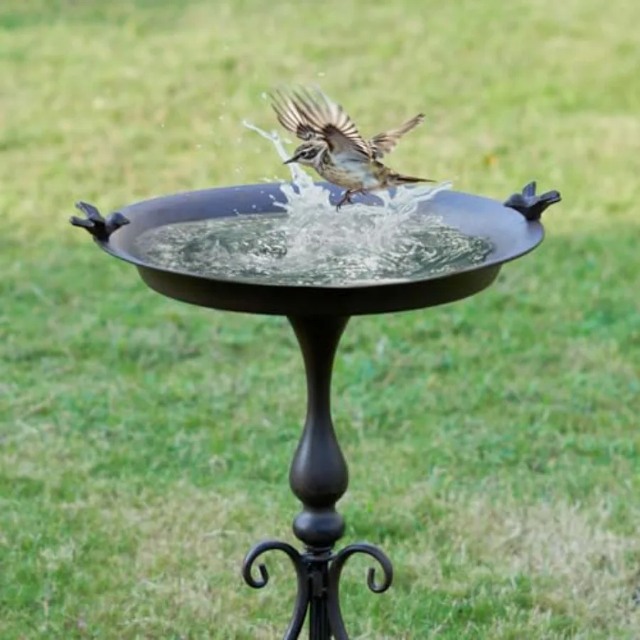 Dia 18" W*28" H Large Metal Bird Bath with Stand, Bird Baths for Outdoors, Metal Birdfeeder, for Garden Yard Decor