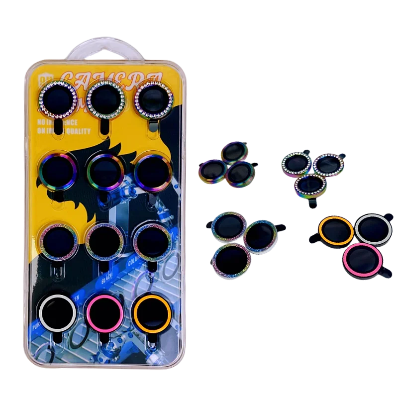 12 IN 1 Bling Glitter Diamond Camera Lens Protector for iPhone 14 Pro Max Plus 13 12Mini iPhone15 Tempered Ypm5 Protection Film