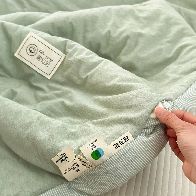 100% pure cotton solid color summer cooling blanket Soft skin-friendly breathable quilted quilt Double panel Splicing quilt