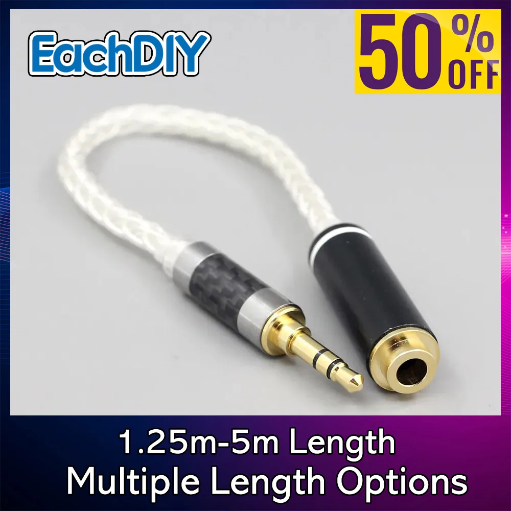 3.5 مللي متر xlr 6.5 2.5 مللي متر ذكر إلى 4.4 مللي متر أنثى مختلف طول المقابس 8 النوى نقي 99% الفضة سماعة كابل 7464