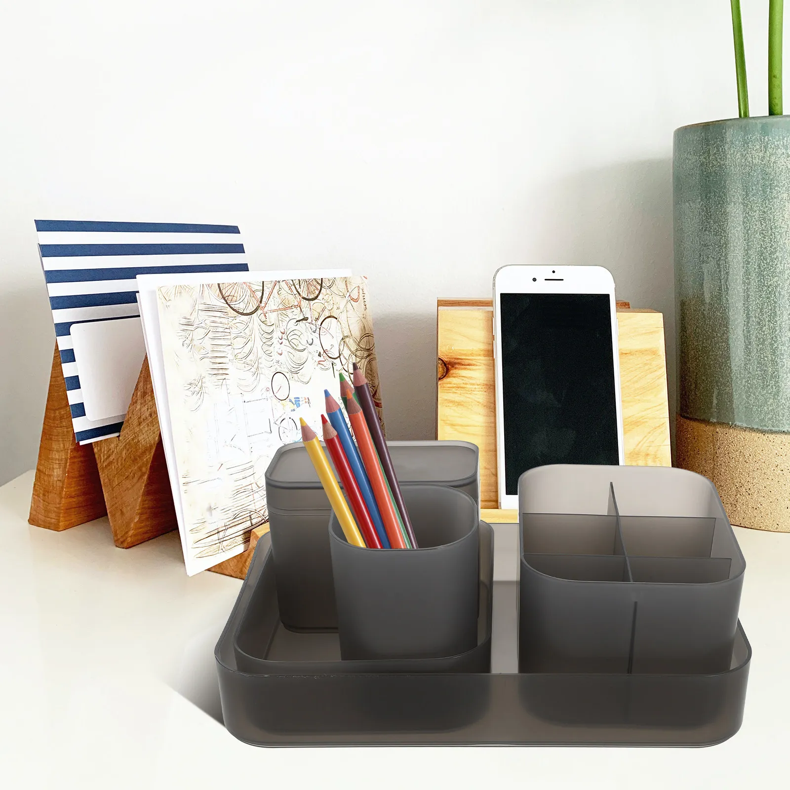 

Набор из 5 пластиковых органайзеров для хранения кистей для макияжа, принадлежностей для нейл-арта, ручек, ножниц, помады, лака, инструментов для ухода