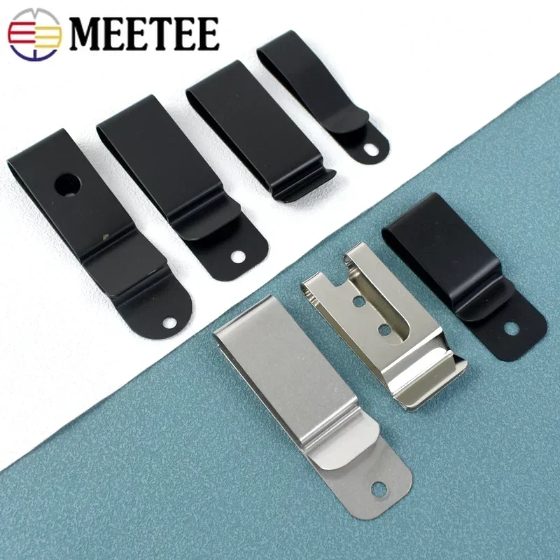 2/5/10Pcs Meetee Belt Clip Buckle Metal Sheath Clips Clasp Double Holes Spring Hook for Pockets Wallet Tape Buckles Hardware