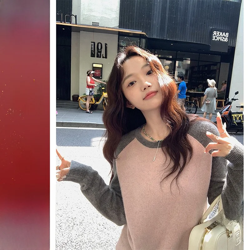 

Осенний роскошный шерстяной свитер из перьев фазана с длинными рукавами и круглым вырезом, женский, свободного кроя, вязаный, износостойкий