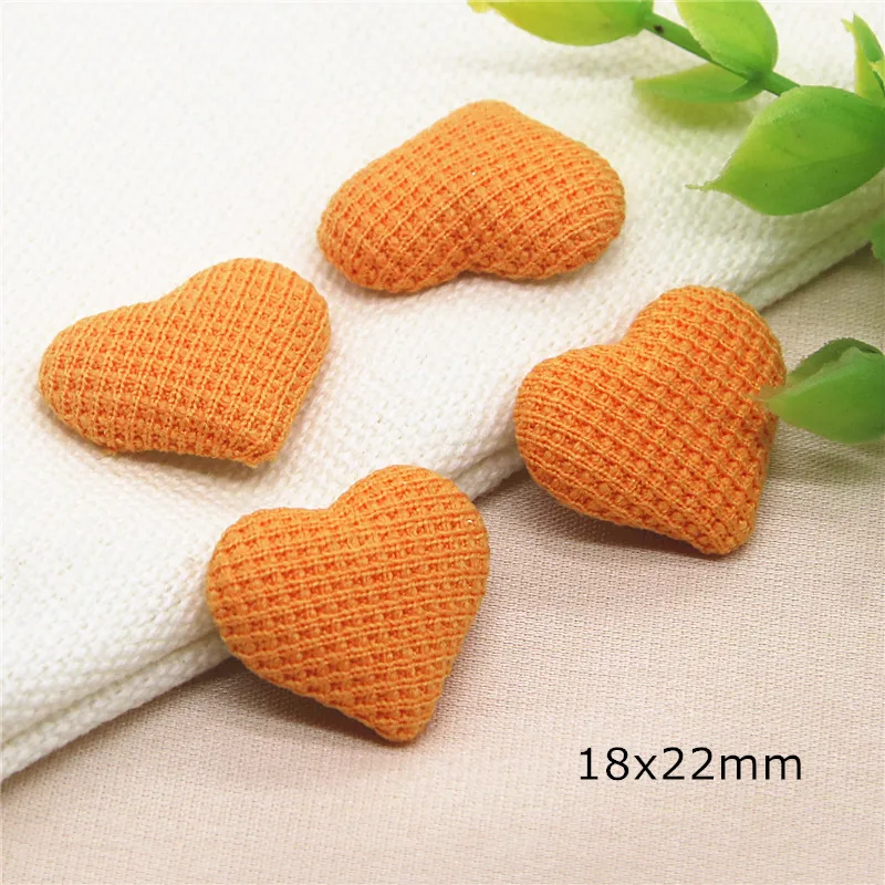 30pcs Colorful Pure Color Fabric Covered Heart Flatback Buttons Garment DIY Accessories