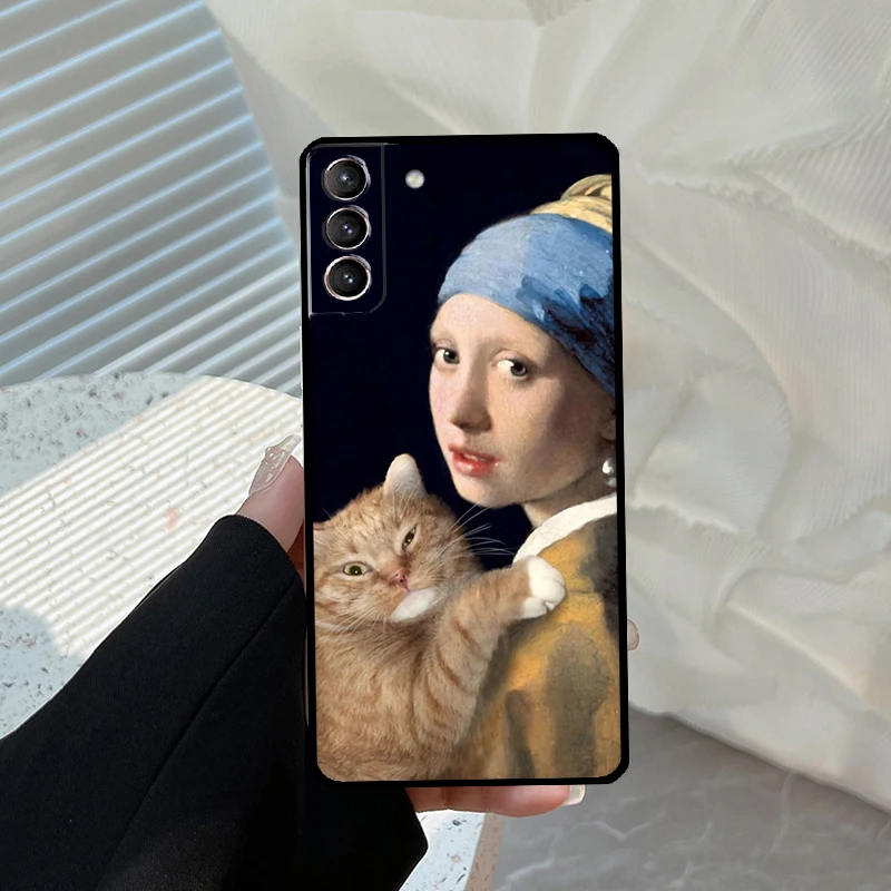 Custodia divertente Cat Art per Samsung Galaxy S23 Ultra S21 S22 S24 S25 Ultra S9 S10 Plus S21 S25 FE Cover Funda