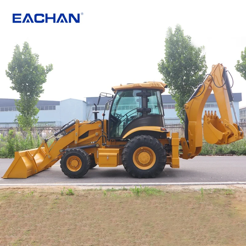 EACHAN Diesel 4 Wheel Backhoe Loader Farm Backhoe Loader Excavator Earth-moving Machinery Hydraulic Backhoe Loader Customized