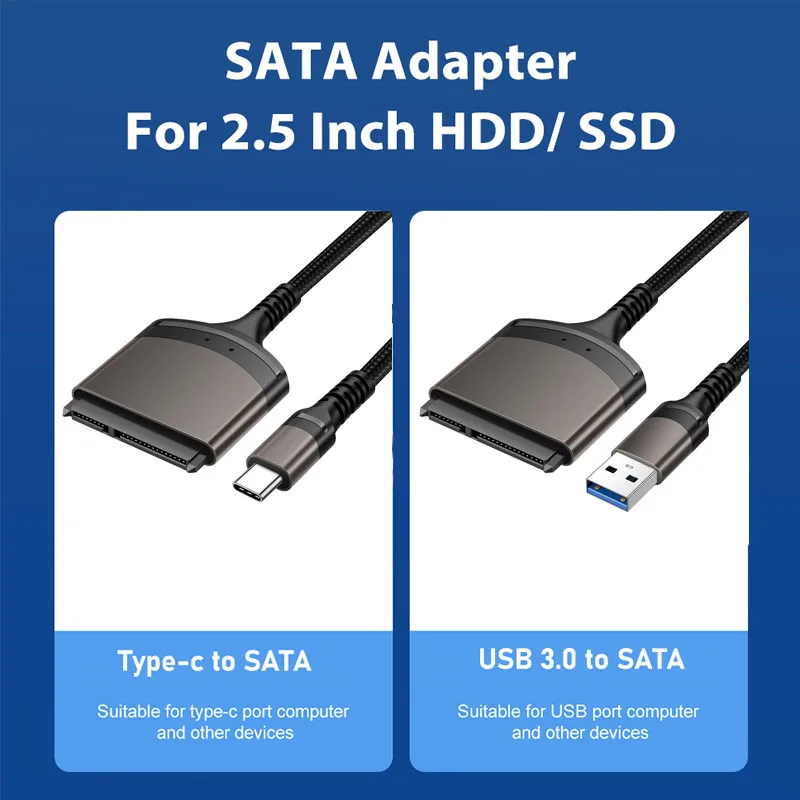 SATA에서 USB 3.0 변환기 C타입에서 SATA 어댑터 케이블, 2.5 인치 HDD SSD 하드 드라이브용, SATA 최대 6 Gbps USB 케이블, SATA 코드