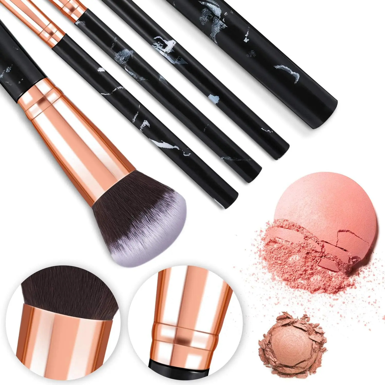 10Pcs Makeup Brushes Marble Makeup Brush Set Foundation Powder Blush Blending Eyeshadow Brushes Sets