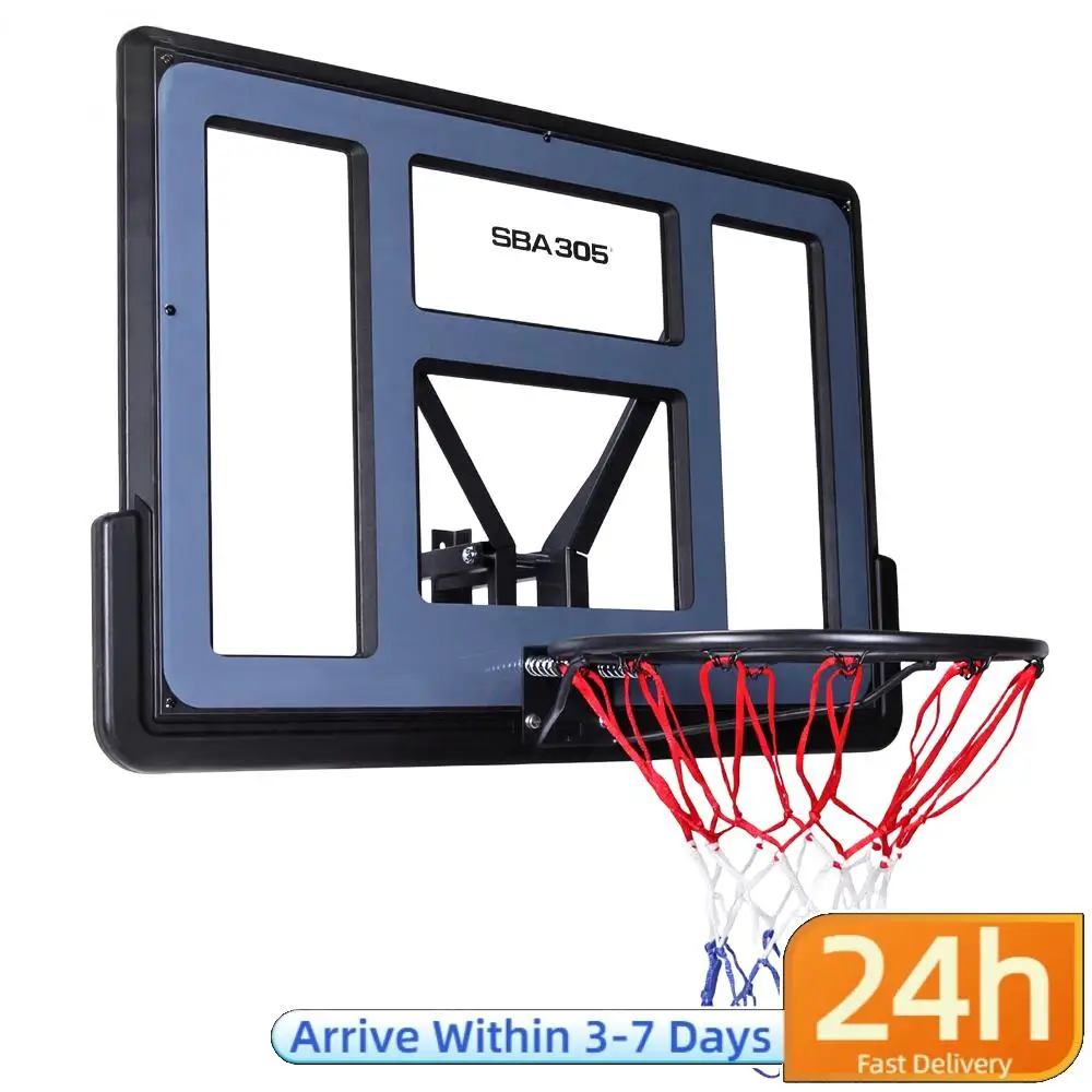 

43.31x29.53in Basketball Backboard Rim Combo Wall-Mount Hoop Replacement Kit with All-Weather Net for Home Training and Club Use