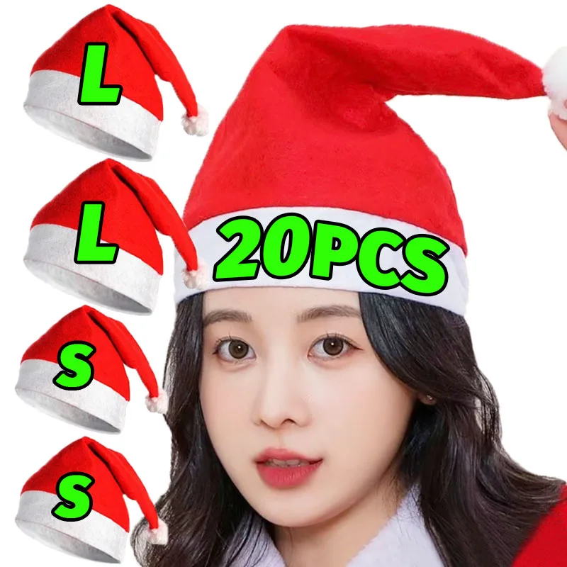 1-20PCS Christmas Hat Adults Kids Xmas Hats Red Non-woven Santa Claus Gifts Hats for Merry Christmas New Year Festive Decoration