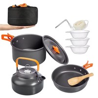Camping Cooking set Camping Cookware Travel Tableware Outdoor Picnic Set Teapot For 2-3 Peaple Non-stick pots assorted sets
