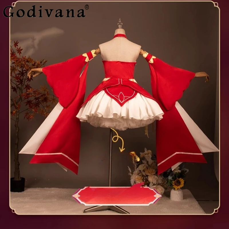 Halloween Uniform Princess Dress Set Women's Headwear Sock Accessories Red Cosplay Suits Female Anime Carnival Dress