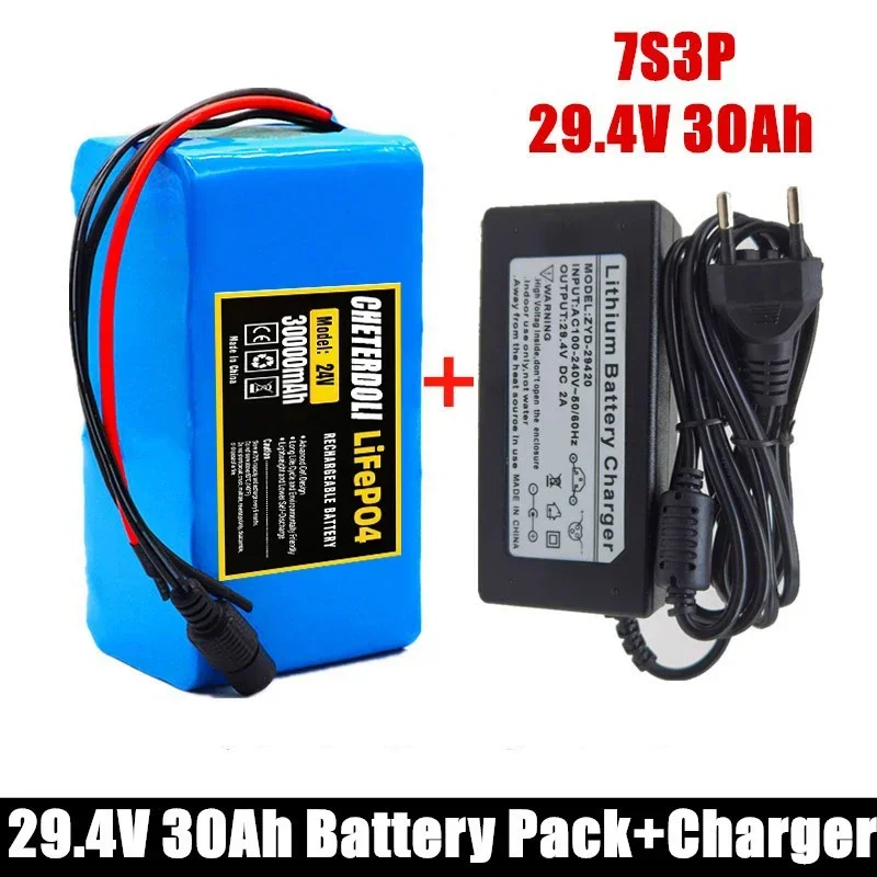 

24V 7S3P 18650 Lithium Ion Battery Pack 29.4V 30Ah with 20A Balanced BMS for Electric Bike Scooter Electric Wheelchair ,Charger