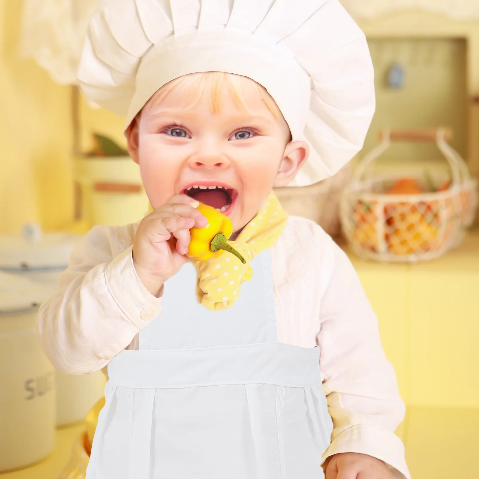 

1Set Girl Baking Apron Chef Hat Kitchen Cooking Baking Role Play Set Chef Costume Pocket Kitchen Cooking Apron