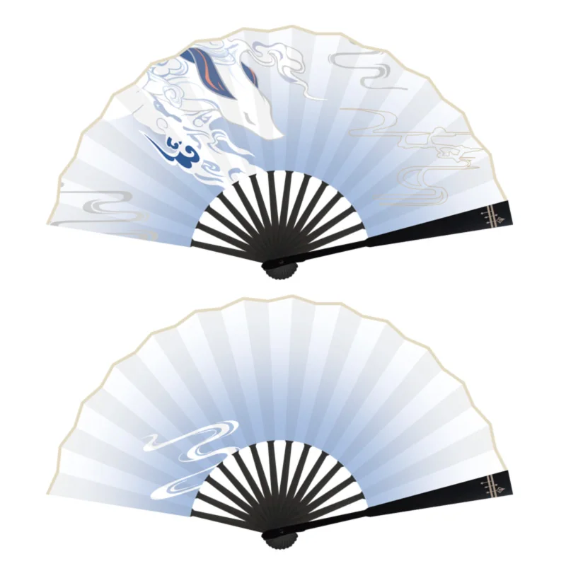 Anime Ganyu Cosplay Folding Fan Genshin Impact Cosplay Fan Anime Gan Yu Paper Fan Prop For Women Men Party Gifts