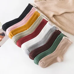 Japanese Kawaii Girls Cute Lacework Sock Jeseca Solid Breathable Women Socks Candy Colors Female Harajuku Vintage Streetwear Sox