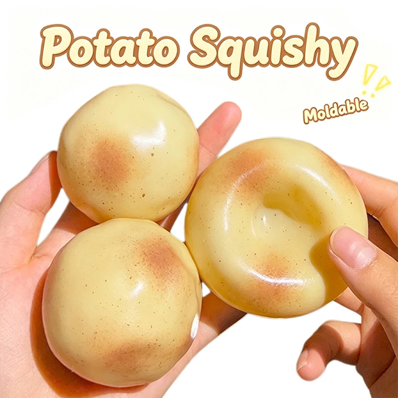 Handmade Potato Squishy Toy Stress Relief Squeeze Toy No Rebound Moldable Fidget Toy Decompression Ball Gifts for Adult
