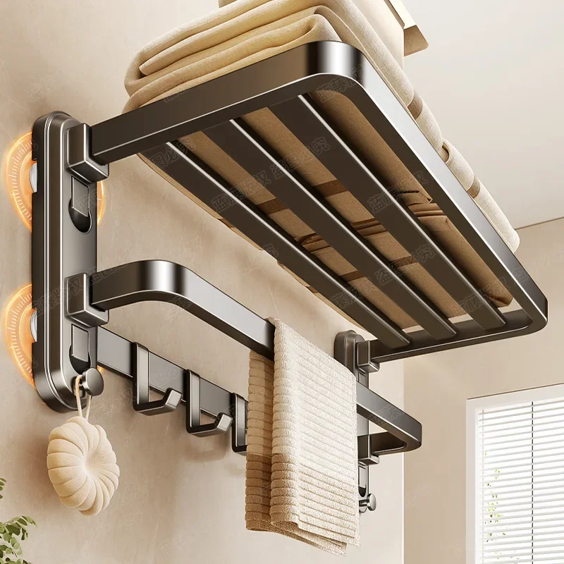 Gun Ash Suction Cup Towel Rack Toilet Non-punching Bath Towel Rack Toilet Bathroom Storage Pendant