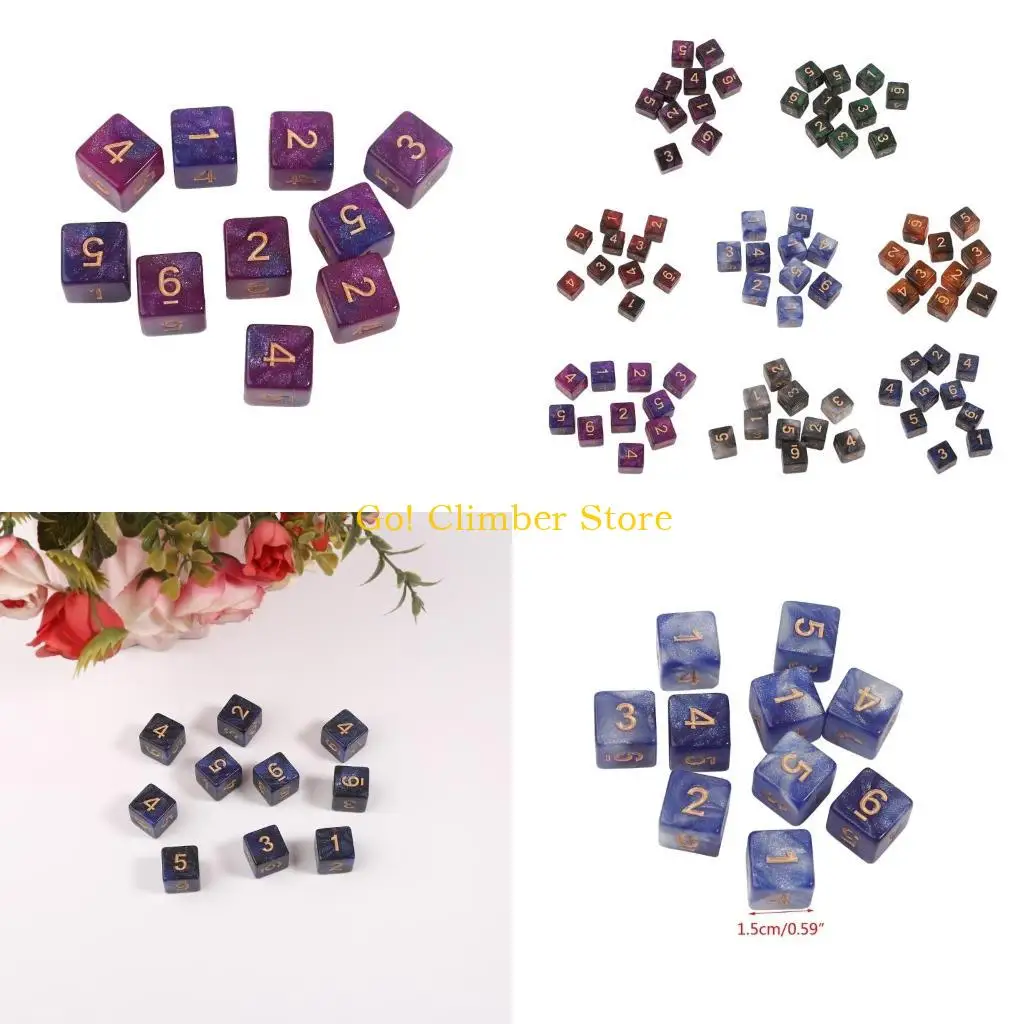 

Q84C 10Pcs Square Corner Dices Board Game Engraving Dices Educational Toy Accessory