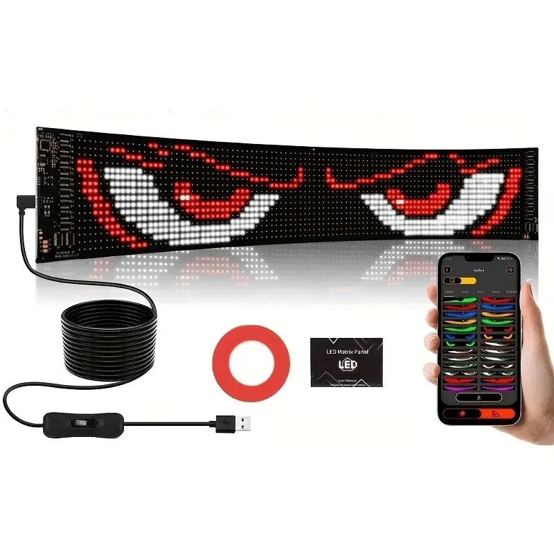 

Светодиодная пиксельная панель с голосовым управлением AI, программируемый гибкий экран с управлением через приложение, водонепроницаемый, для рекламных вывесок на автомобилях, грузовиках и в магазинах